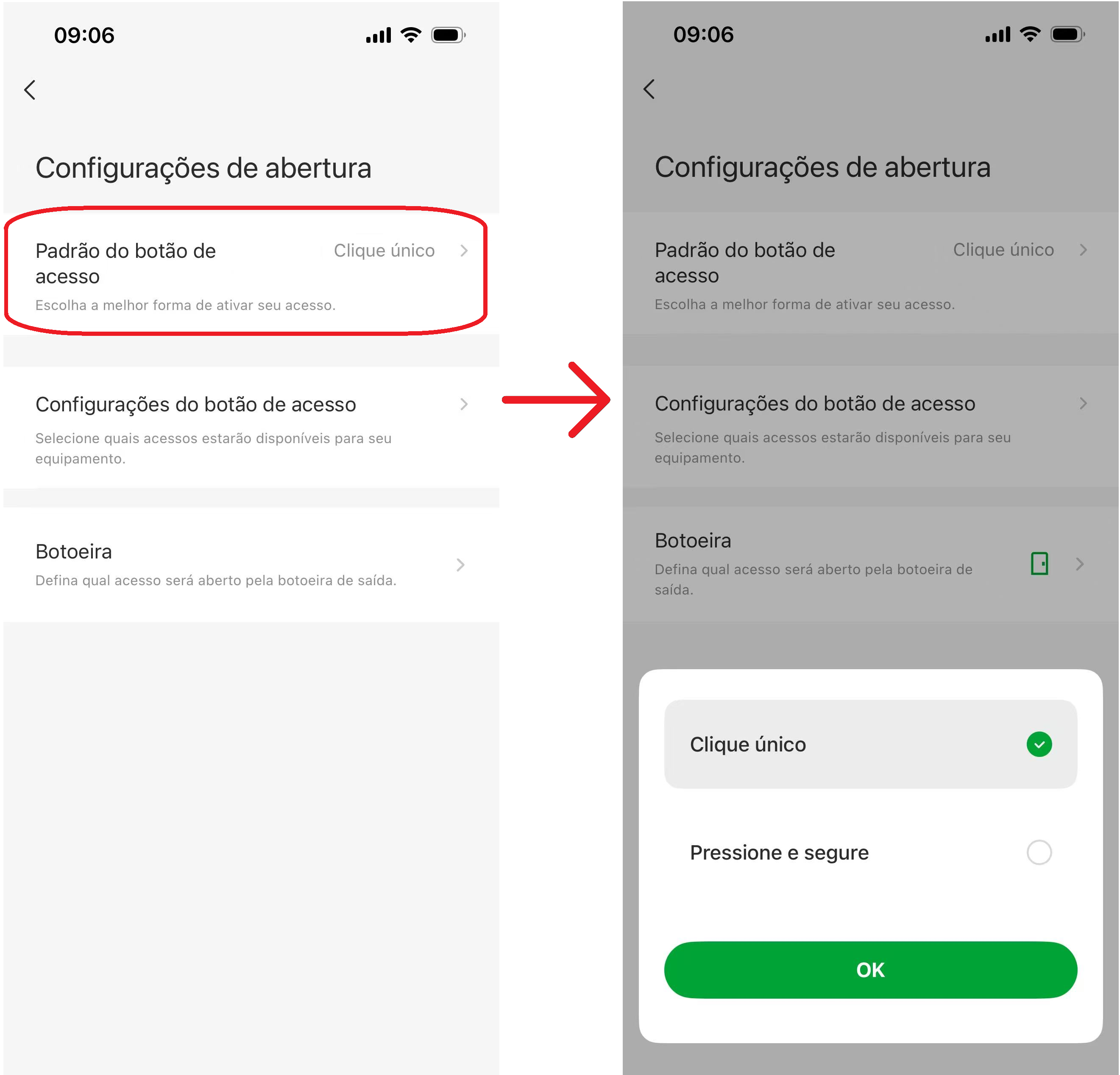 Padrão do Botão de Acesso